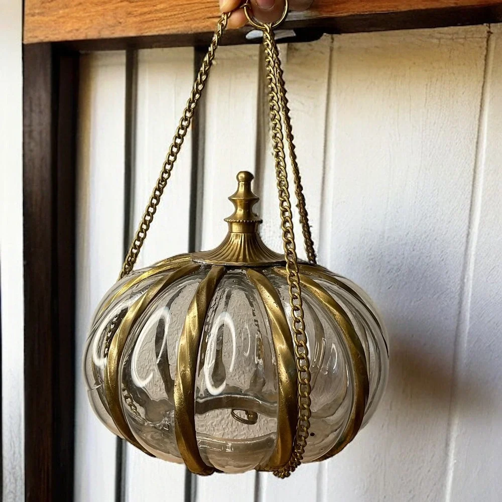 Vintage Large Oil / Candle Hanging Swag Lamp? ‎ with Unique Rare Heavy